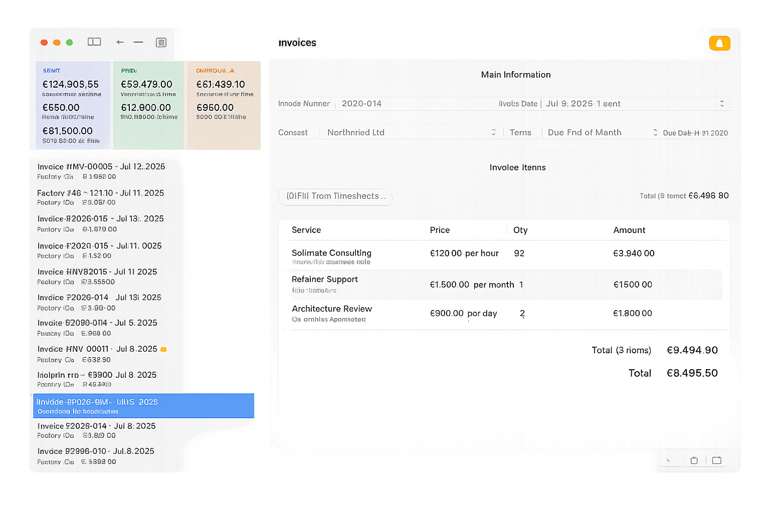 Invoya invoice editor on iPad